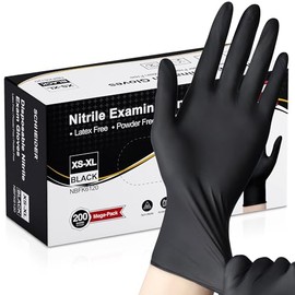 Schneider Nitrile Exam Gloves -Small, 200-ct Box,Black Disposable Gloves Latex-Free, Powder-Free, Food Safe, Medical Gloves for Cooking, Cleaning, Examination