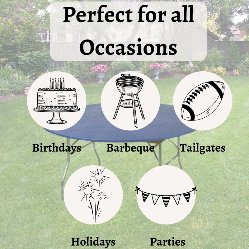 Kwik-Covers 72" Round Fitted Plastic Table Covers, Bundle of 5