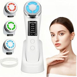 Masajeador Facial Electrico, 5 en 1 Radiofrecuencia Facial con EMS Masaje