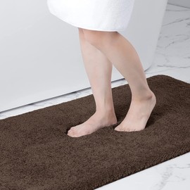 Buganda Microfiber Bathroom Rugs (24 x 16, Brown) Shaggy Soft and Absorbent, Non Slip, Thick Plush, Machine Washable Bath Mat and Bath Rugs for Bathroom
