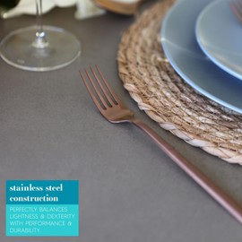 Argon Tableware Stainless Steel Dinner Forks - 19.5cm - Copper - 12x Dining Forks High Polished Metal Fork 12-Piece Table Fork Cutlery Set