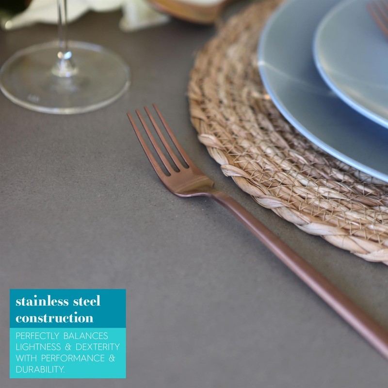 Argon Tableware Stainless Steel Dinner Forks - 19.5cm - Copper