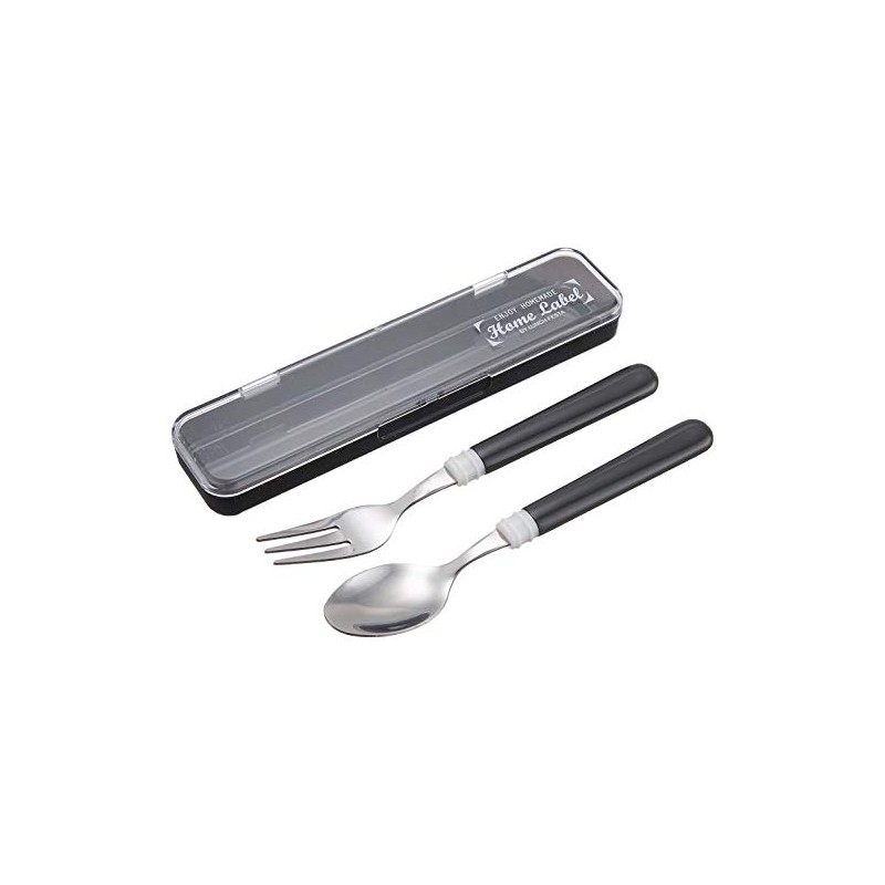 Pearl Metal Spoon Fork with Case Set, Black, Home Label