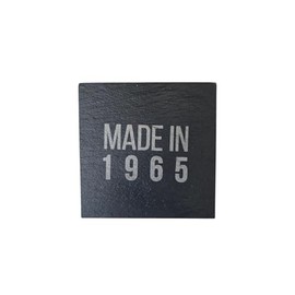 Made in 1965 Slate Coaster – 60th Birthday Gift for Men or Women – Square Laser Engraved Stone Drink Mat – Funny Gift Idea – Vintage Born in 1965 Design