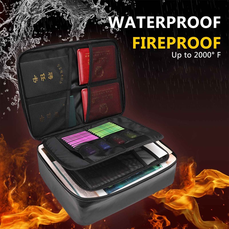 Fireproof Document Bag with Zipper Closure Fire & Water Resistant