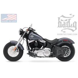 BAD&G CUSTOMS Harley Softail Hardtail LEFT Side BLACK SOLO BAG Leather - SHL01 BAD&G CustomS