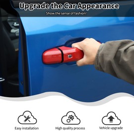 HTHE Exterior Door Handle Cover Door Outer Handle Bowl Cover Door Handle Protective Trim Cover Fit for Chevy Silverado 2019-2024 Exterior Accessory 8PCS/Set (Red)