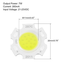 MECCANIXITY COB LED Light Chip Beads 20mm 7W 260mA Energy Saving Bulb for Spotlight Floodlight Pack of 5, White