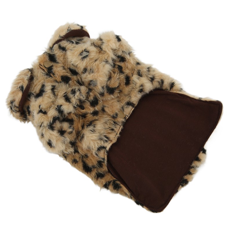 Pet Leopard Print Cloak Cute Retro Stylish Puppy Plush Jacket