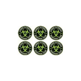 6 - 2" Zombie Outbreak Response Team GREEN Sticker PACK