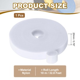 PATIKIL 0.8IN x 33FT Hook and Loop Tape, Double-Sided Nylon Strips Reusable Cable Ties Roll Multi-Purpose Cord Management Tape Wrap Fastener for Home Office, White