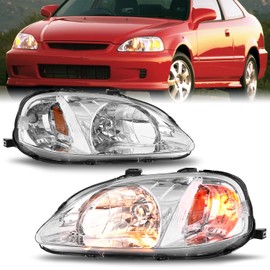 TUSDAR Headlight Assembly Pair for 1999 2000 Honda Civic OE Style (Driver & Passenger Side)
