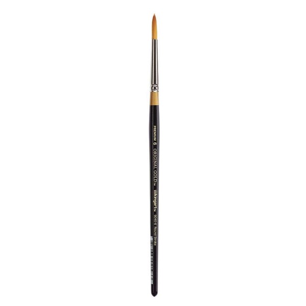 KINGART Premium Original Gold 9040-6 Round Stroke Series Artist Brush, Golden Taklon Synthetic Hair, Short Handle, for Acrylic, Watercolor, Oil and Gouache Painting, Size 6
