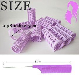 ULIFEBETTER 20 Pack Snap Hair Roller Plastic Hair Rollers Set, 0.98Inch/2.5cm Heatless Rollers, Snap on Rollers for Fine Thin hair, Self Grip Roller for DIY Hair Styling and Salon Use(Purple)