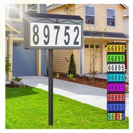 Solar House Numbers for Outside Light Up, 8 Lightig Modes Auto ON/OFF Solar Powered Address Sign, LED Illuminated Address Plaque Waterproof for for Yard, Home, Garden, Lawn and Street
