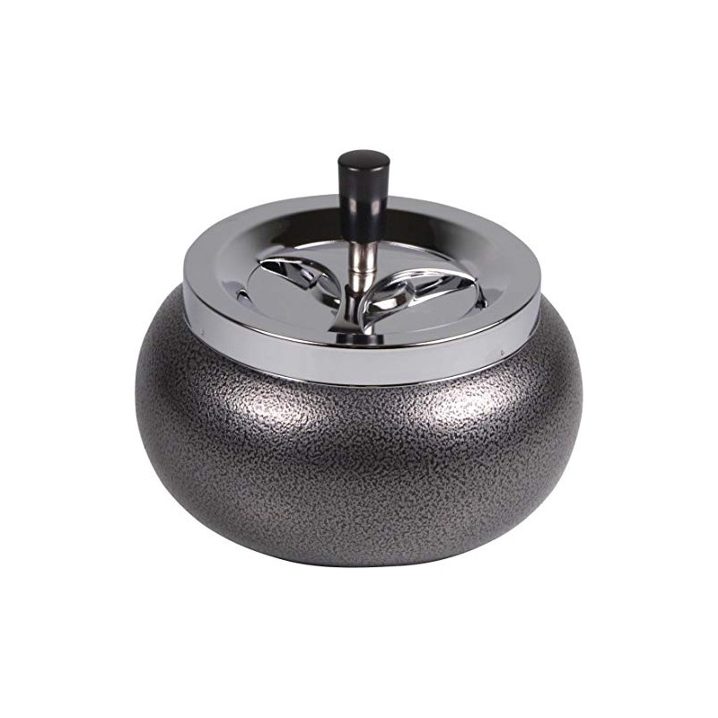 Necuma XXL Rotary Ashtray Jumbo Round Bulbous Chrome Stone Varnish
