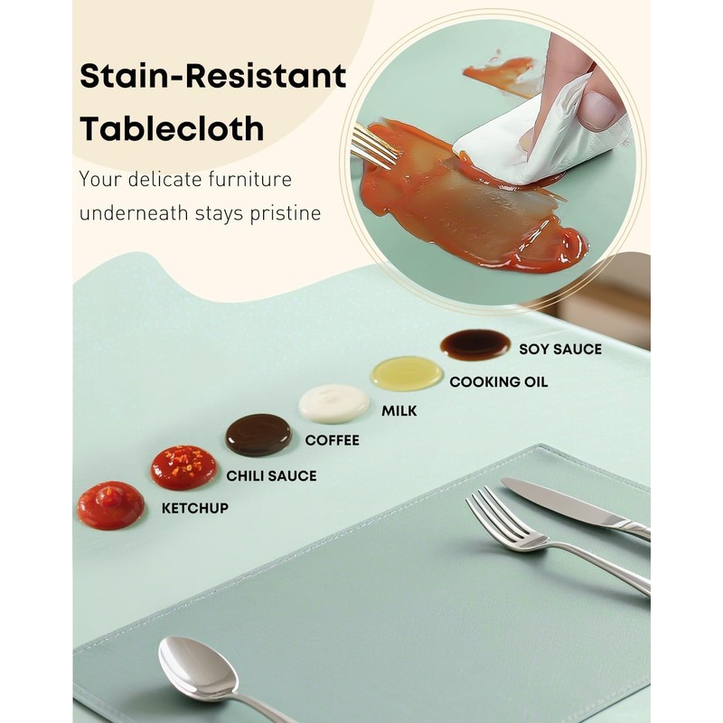 Uniclife Green Rectangle Plastic Tablecloth 100x140 cm Waterproof