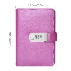 ARRLSDB - Diario de contraseña con cerradura, piel sintética, con combinación de bloqueo (diario de combinación cerrada), tamaño A6, 18,5 x 13,5 cm, Rosado