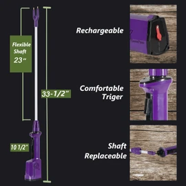 Purple Rechargeable Livestock Prod Waterproof Cattle prod with 23" Flexible Shaft (Total 33 1/2 inch Length)