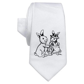 Azeeda 'Easter Bunnies' White Tie/Necktie with Gift Box (AT00000862)