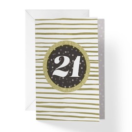 1Up Greetings | Happy 21st Birthday Card | 5”x7.5” | (Single Card + Envelope)