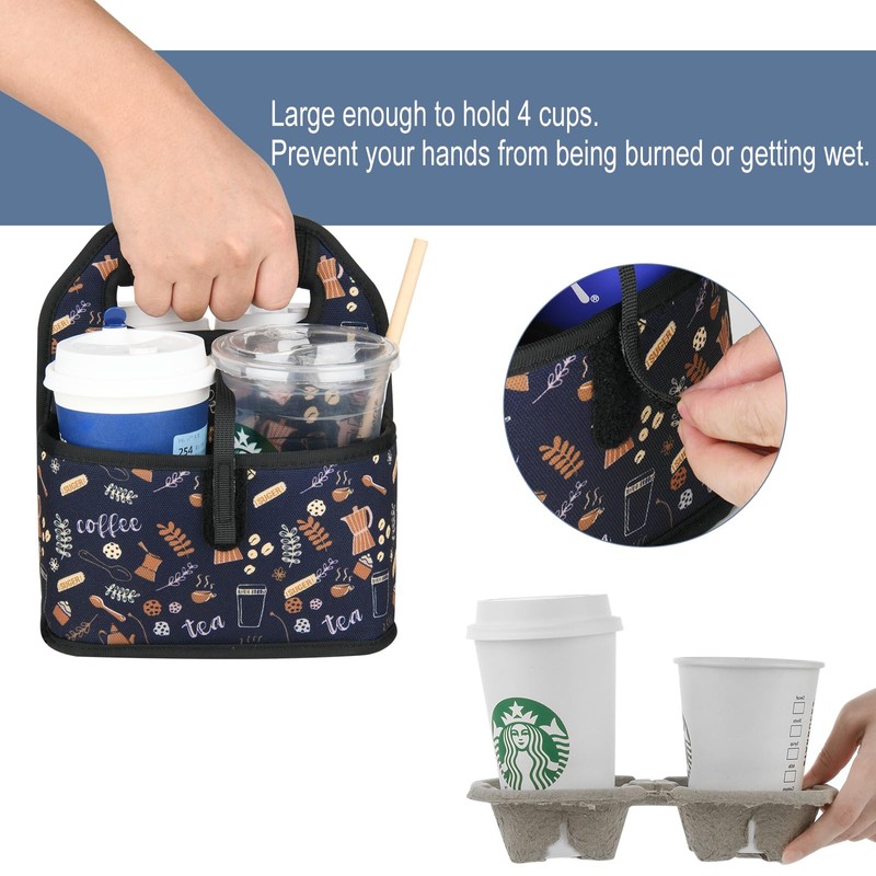 Beautyflier Reusable Insulated Coffee Cup Carrier, Portable Drink Holder with