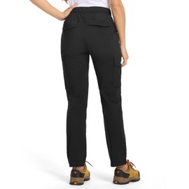 TBMPOY Women's Hiking Cargo Pants Lightweight Water Resistant Quick Dry Fishing Camping Travel Work Pant with 6 Pockets Black S