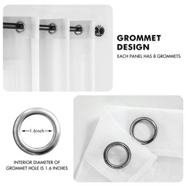 MIULEE Sheer Voile Curtain with Eyelets Transparent Look Curtain Eyelet Curtain Transparent for Bedroom Living Room 102 x 260 cm (W x H) Set of 2 White