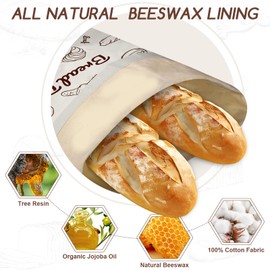 Beeswax Bread Bags for Sourdough, 2 Pack Reusable Bread Bag for Storage XL 17x13 Inch, Large Cotton Bags for Homemade Sourdough - Keep Fresh, Freezer Safe