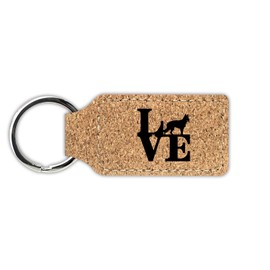 Mister Petlife Love German Shepherd Keychain Leatherette Rectangle - Laser Engraved - Many Colors - Key Chain Ring - park - Cork