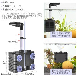 FEDOUR Aquarium Sponge Filter, 7.9 inches (20 cm) Long Quiet Aquarium Filter, Includes Filter Media and Air Tube, Suitable for 6.2 - 47.6 gal (20 - 120 L) Aquariums, Goldfish, Fish, Shrimp Ponds