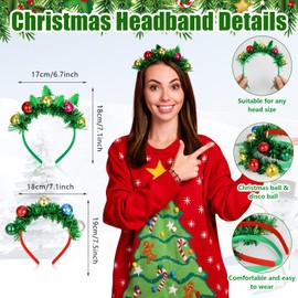8-Piece Christmas Headband Necklace Christmas Set, Christmas Headpiece Christmas Chains, Christmas Headband, Christmas Accessories for Christmas Party Accessories, Christmas Costume Accessories