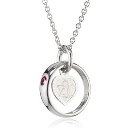 XAANA AMZ0304 Girl's Baptism Chain Baptism Ring Synthetic Ruby with Guardian Angel Pendant with Chain 36/38 cm 925 Sterling Silver, Sterling Silver, Synthetic Ruby