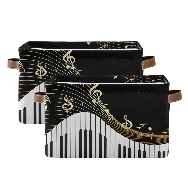 AUUXVA Storage Basket Piano Keyboard Music Note Art Storage Cube