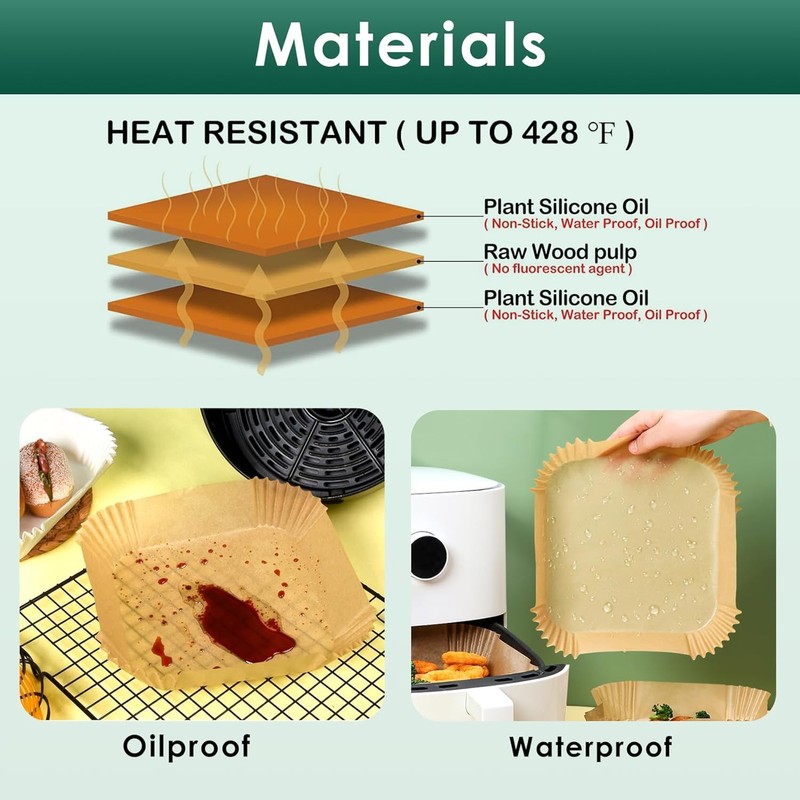 1000 Pcs Air Fryer Paper Liners Value Pack, 8" Square