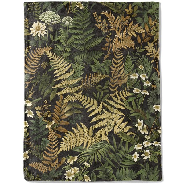 ainori Botanical Flannel Blanket - Lightweight Soft Cozy Unique Gifts