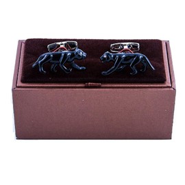 MRCUFF Big Cat Black Panther Jaguar Pair Cufflinks in a Presentation Gift Box & Polishing Cloth, Metal