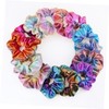 FOMIYES 24pcs Metallic Rainbow Cloth Hair Ties with Gilded Two