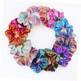 FOMIYES 24pcs Metallic Rainbow Cloth Hair Ties with Gilded Two Tone Design Stretch Elastic Ponytail Holders for Women and Soft Fabric Bands Shades Durable Hair Accessories