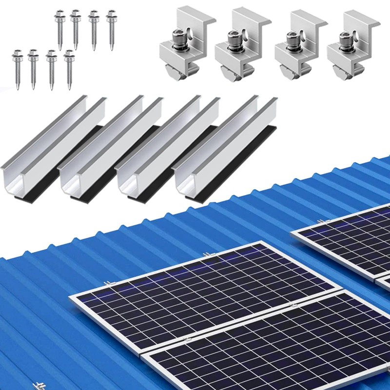 Solar Panel Bracket Flat Roof Kit, 4 Pieces Aluminium Rails