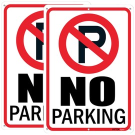HYTEK No Parking Metal Sign With Symbol Sign (2-Pack, 10x7 inches) Reflective .40 Rust Free Aluminum, UV Protected, Weather Resistant, Waterproof, Durable Ink，6 Pre Drilled Holes, Easy To Mount. (2-Pack)