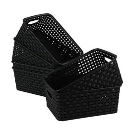 Xowine Black Plastic Storage Basket, Set of 6