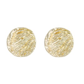 Itcoery Women’s Round Coin Stud Earrings,Hammered Circle Disc Button Ear Studs (14K Gold Plated)