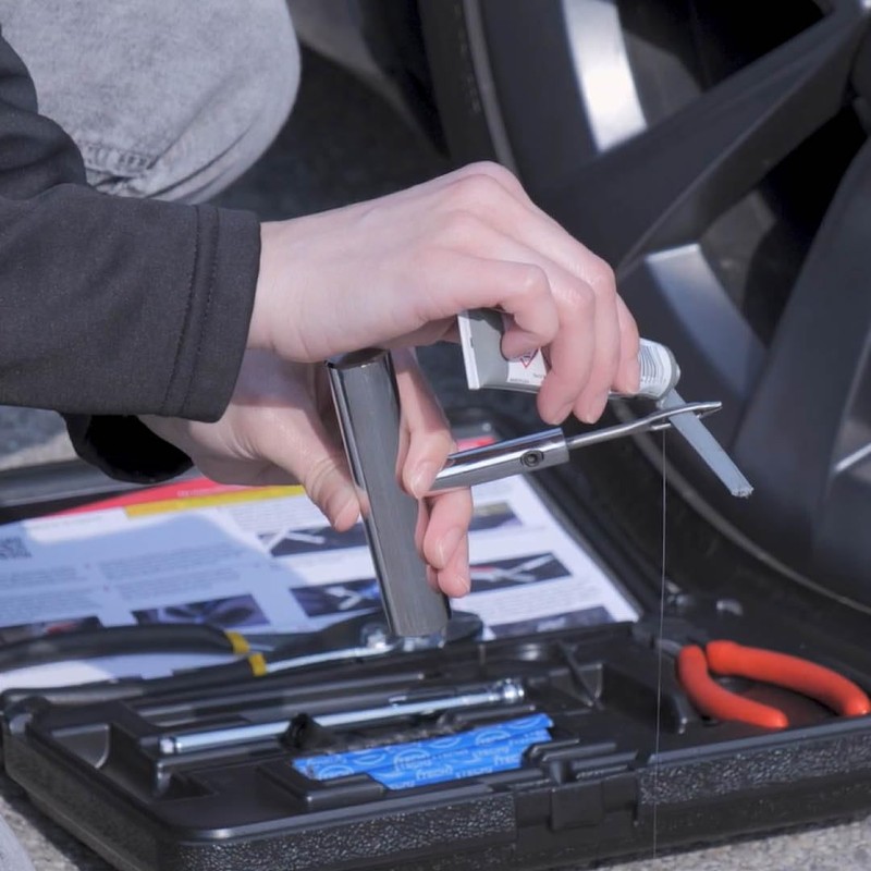 Permacure Emergency Roadside Tire Repair Kit, with Chemical Vulcanizing Fluid