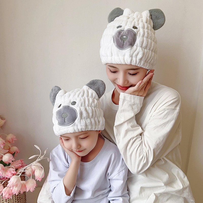 LCBD Microfiber Quick Drying Towel Wrap for Kids, Cute Bear