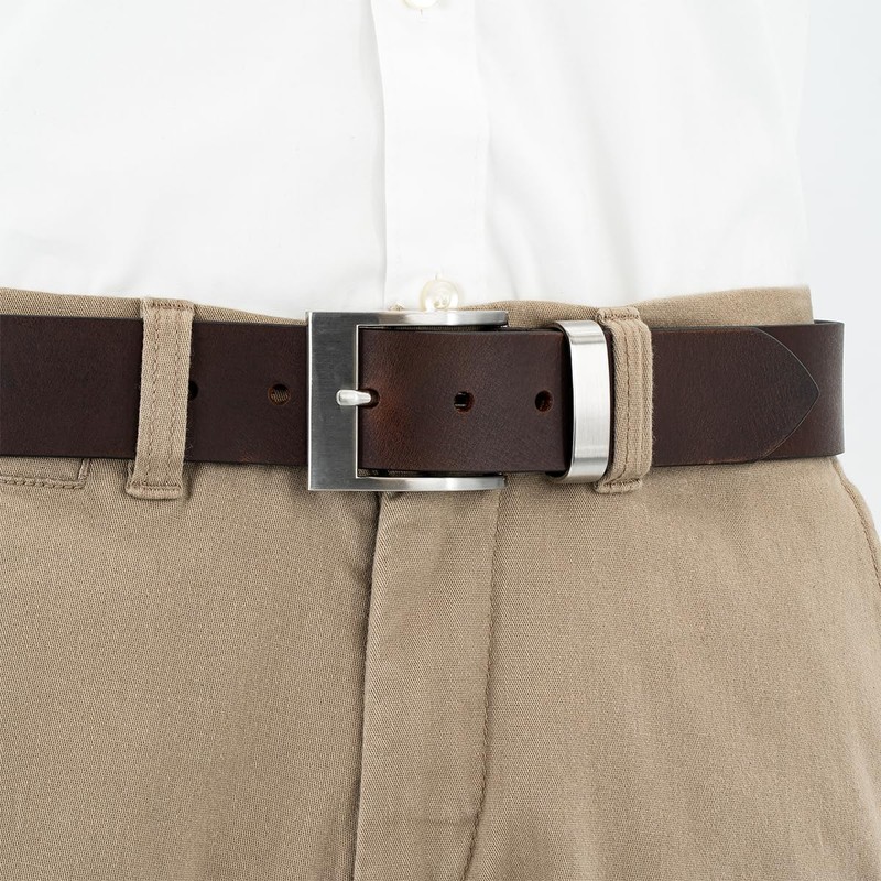 Mens Leather Belt / Mens Belt LINDENMANN, XXL, dark brown,
