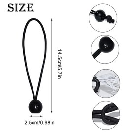 10pcs Black Tarpaulin Bungee Balls Flag Bungees Ball Bungee Ties Bungee Cord Balls Tent Elastic Loops Tarp Bungee Balls Tie Down Straps Elastic Ties with Balls for Tent Banner Flag Poles Tarpaulin