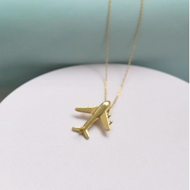 Rnivida Gold Plated 925 Sterling Silver Airplane Necklace for Women,Hypoallergenic Aircraft Pendant Jewelry with Adjustable Chain