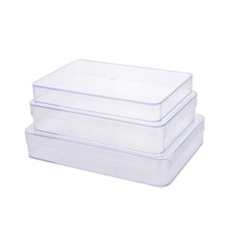 BUGUUYO 3pcs Plastic Box Storage Container for Pantry Airtight Makeup Case Sundries Box for Items Food Storage