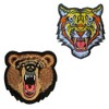 2 Pieces Tigers and Bears Animal Embroidery Funny Patches Tactical